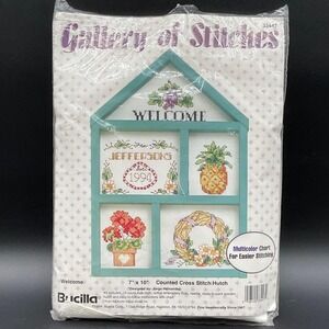 Bucilla Gallery‎ of Stitches Welcome Cross‑Stitch Hutch Kit 14‑Count 7×10 in